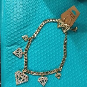 Handmade Gold and Rhinestone Geometric Necklace Set